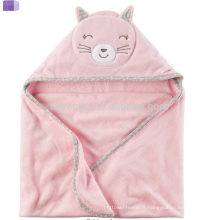 Cute Pink Bunny Pattern,Hooded Baby BathTowel and Washcloth Set made of 100% Organic Cotton,Best Baby Shower Gift